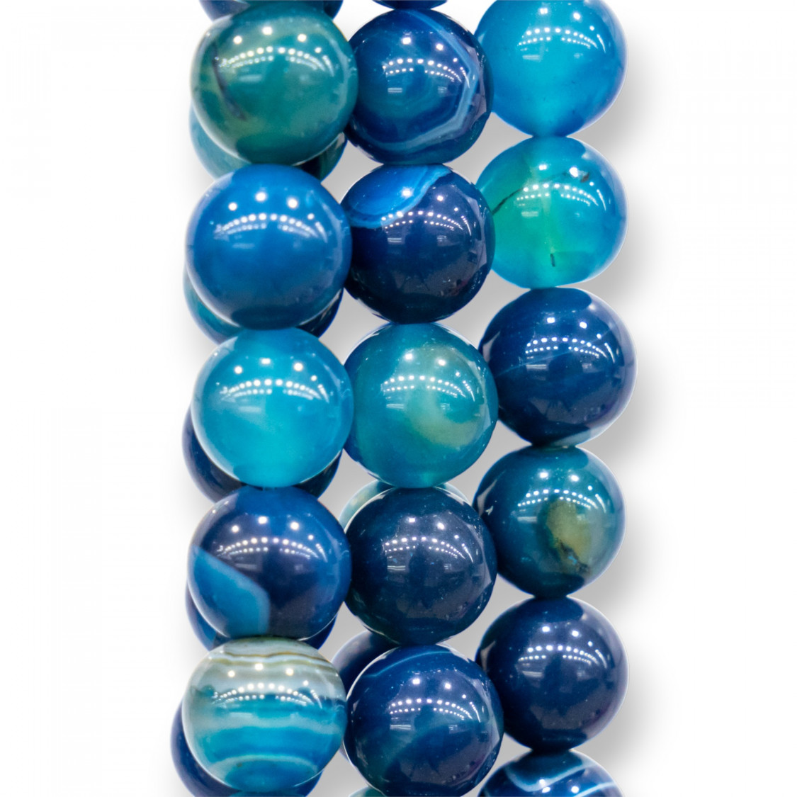 Agata Blu Striata Tondo Liscio 12mm-ΜΠΛΕ ΑΧΑΤΗΣ | Worldofjewel.com