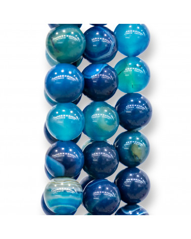 Agata Blu Striata Tondo Liscio 12mm-ΜΠΛΕ ΑΧΑΤΗΣ | Worldofjewel.com