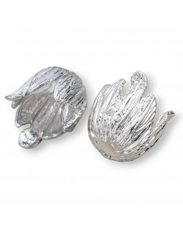 Coppette Di Bronzo Fiori 14x20mm 12pz Rodiato-COPPETTE A CAMPANA | Worldofjewel.com