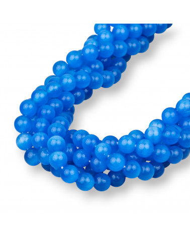 Occhio Di Gatto Blu Tondo Liscio 8mm-LIGHT BLUE | Worldofjewel.com