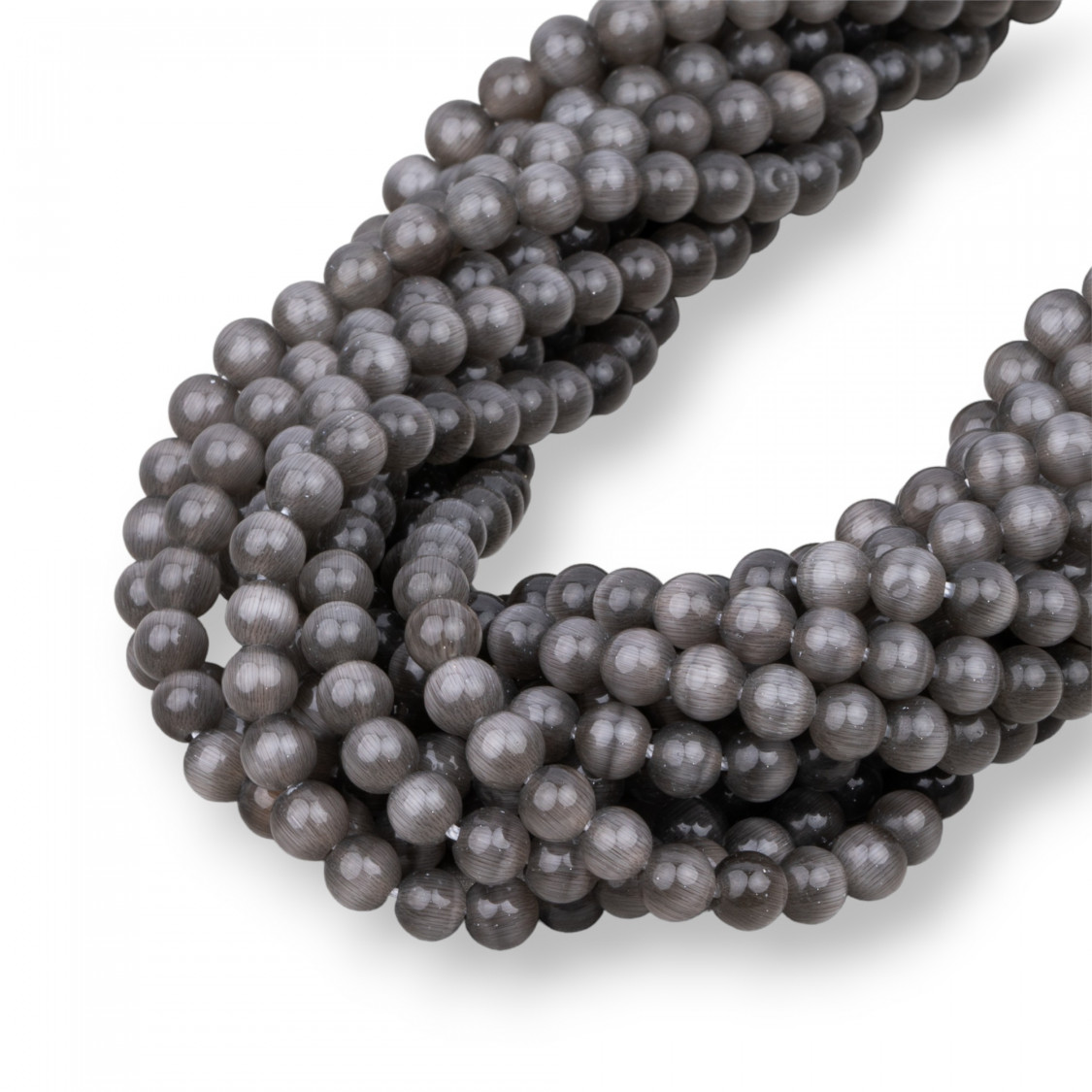 Occhio Di Gatto Grigio Tondo Liscio 4mm-GRIGIO | Worldofjewel.com