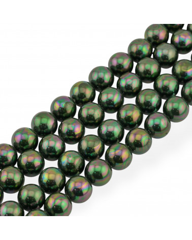 Perle di Maiorca Con Nucleo Di Vetro Tondo Liscio 6mm Verde AB-PERLE DI VETRO | Worldofjewel.com