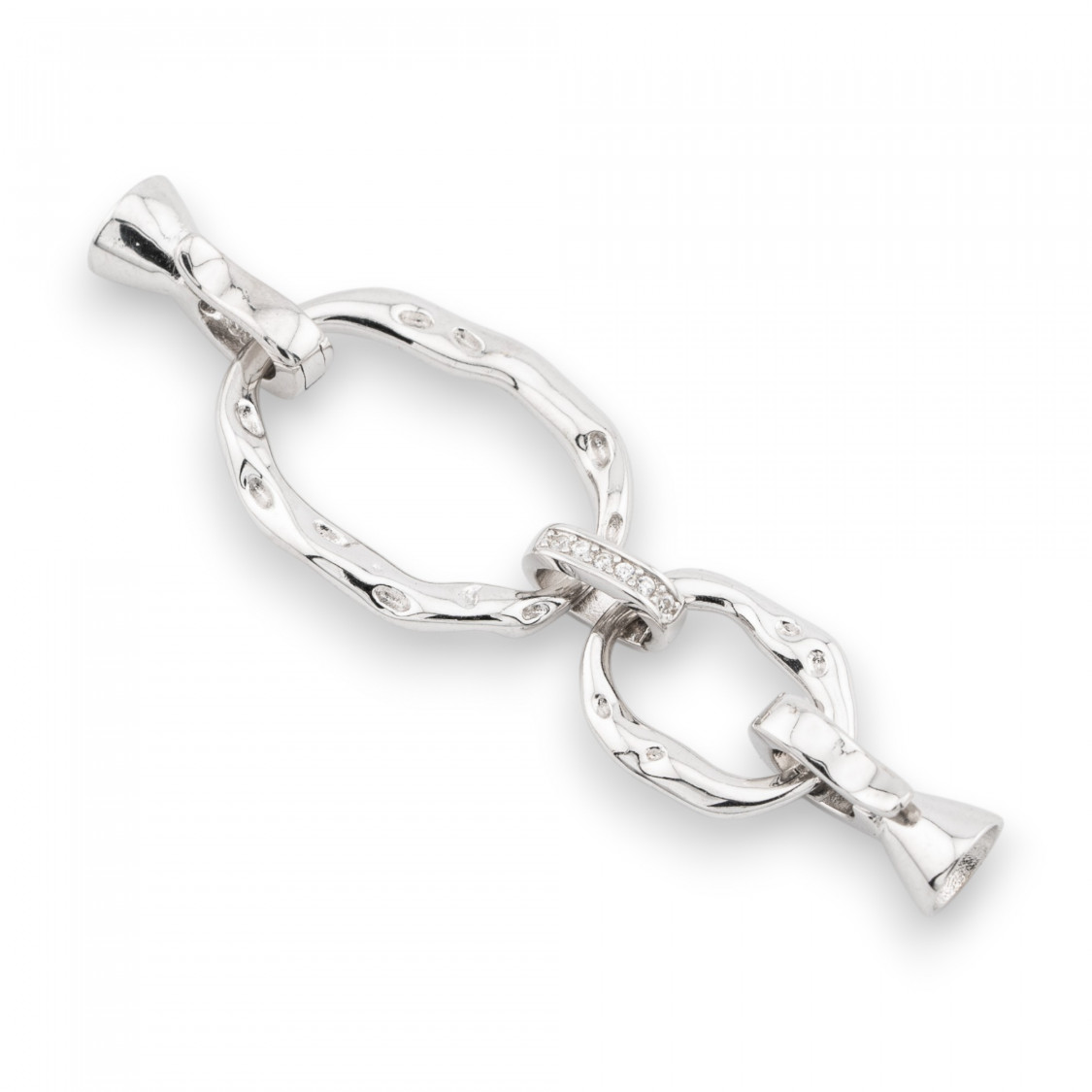 Chiusura Di Argento 925 Con Zirconi 16x56mm Coppette Da 6mm Rodiato-CHIUSURE DI ARGENTO | Worldofjewel.com