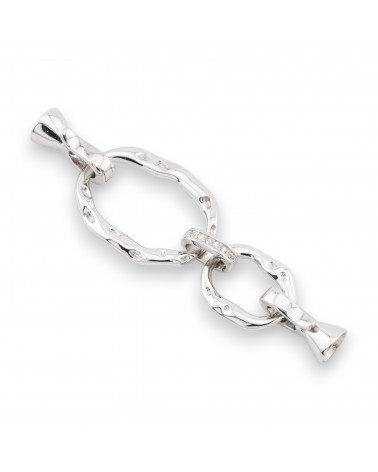 Chiusura Di Argento 925 Con Zirconi 16x56mm Coppette Da 6mm Rodiato-CHIUSURE DI ARGENTO | Worldofjewel.com
