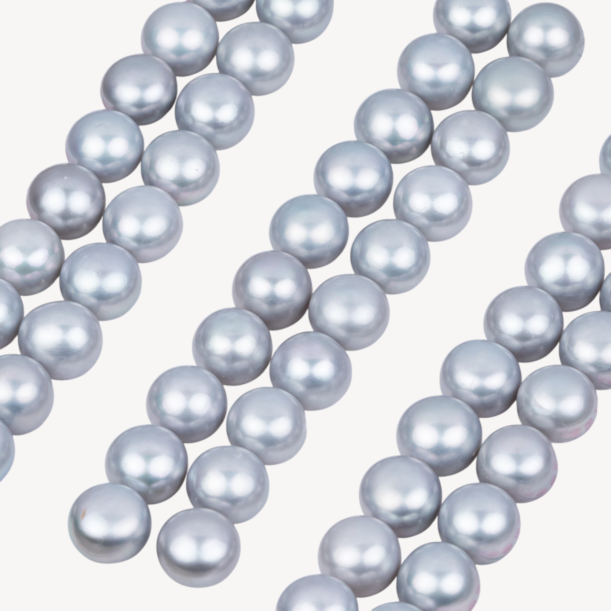 Perle di Fiume Bottoni Cabochon 1 Foro 9,5-10,0mm 27 Paia Grigio Silver