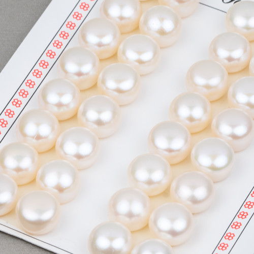 Κουμπιά River Pearl Cabochon 1 Τρύπα 11.0-11.5mm 24 Ζεύγη Λευκά