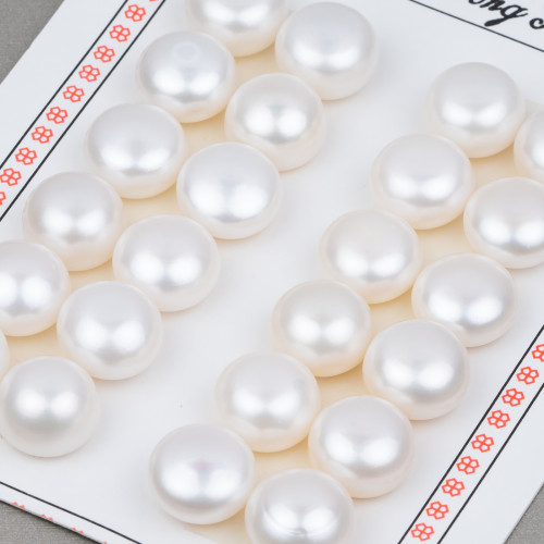 Boutons cabochons River Pearls, 1 trou, 12,5-13,0 mm, 12 paires, blancs