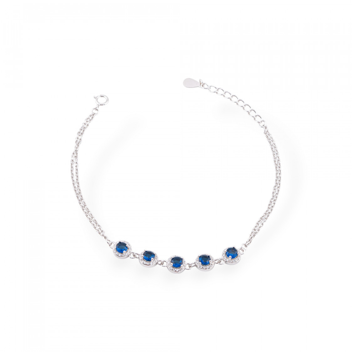 Armband aus 925er Silber mit Zirkonia und Kette mit 1-teiligem blauen Rhodium-Verschluss-SILBER 925 | Worldofjewel.com