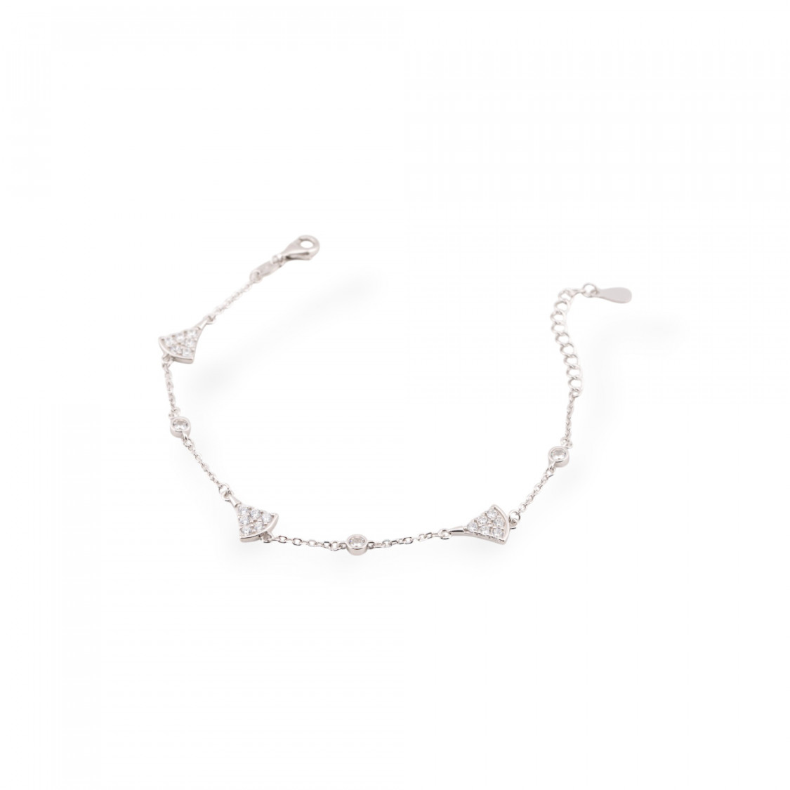 Bracciali In Argento 925 Con Zirconi E Catena-SILVER 925 | Worldofjewel.com