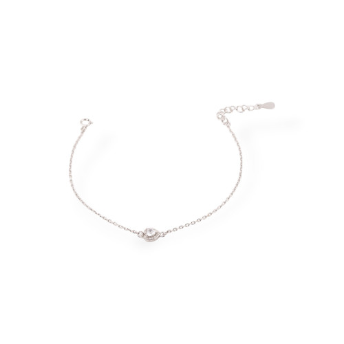 Armbänder aus 925er Silber mit Zirkonia, herzförmigem Leuchtpunkt und weißer Kette