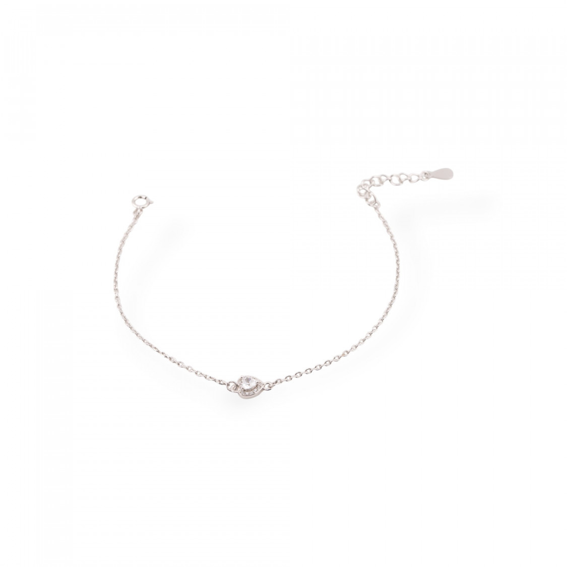 Pulseras de Plata 925 con Circonitas, Punto de Luz Corazón y Cadena Blanca-PLATA 925 | Worldofjewel.com