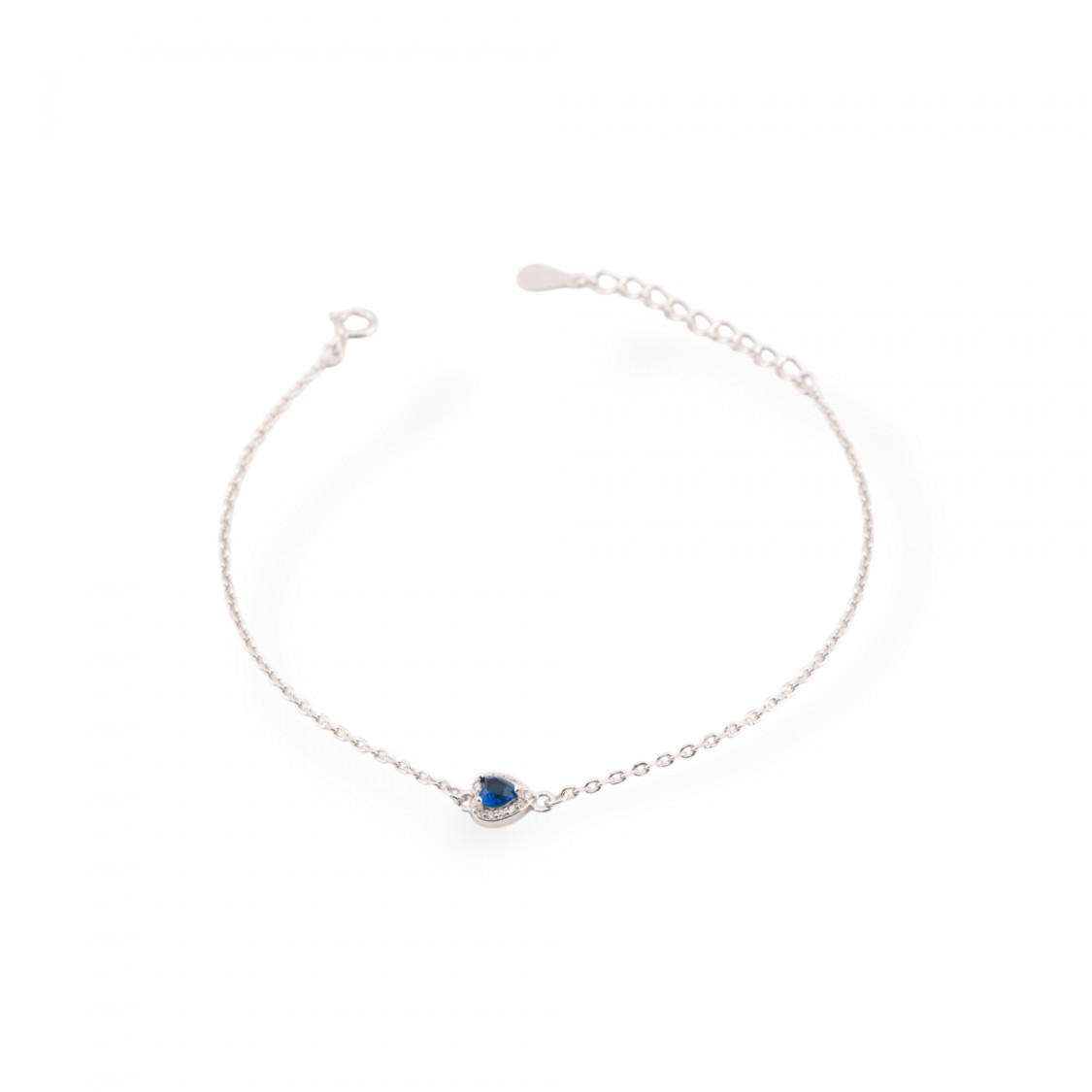 925 Silver Bracelets with Zirconia, Heart Light Point and Blue Chain-SILVER 925 | Worldofjewel.com