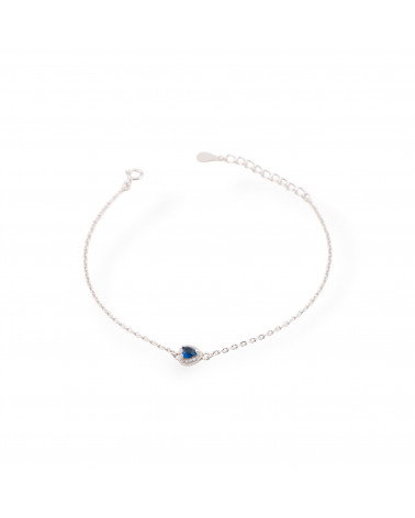Bracciali In Argento 925 Con Zirconi Punto Luce Cuore E Catena Blu-ΑΣΗΜΙ 925 | Worldofjewel.com
