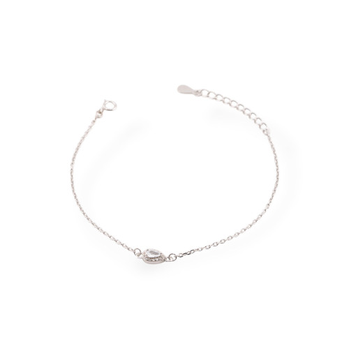 Bracelets en argent 925 avec zirconium, pointe lumineuse et chaîne plaquée rhodium blanc