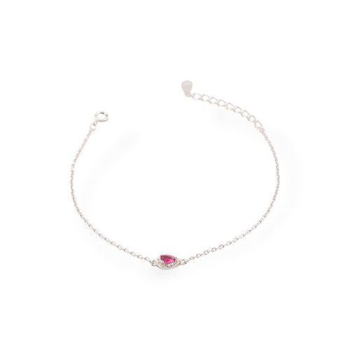 925 Silver Bracelets with Zirconia and Red Rhodium-Plated Chain