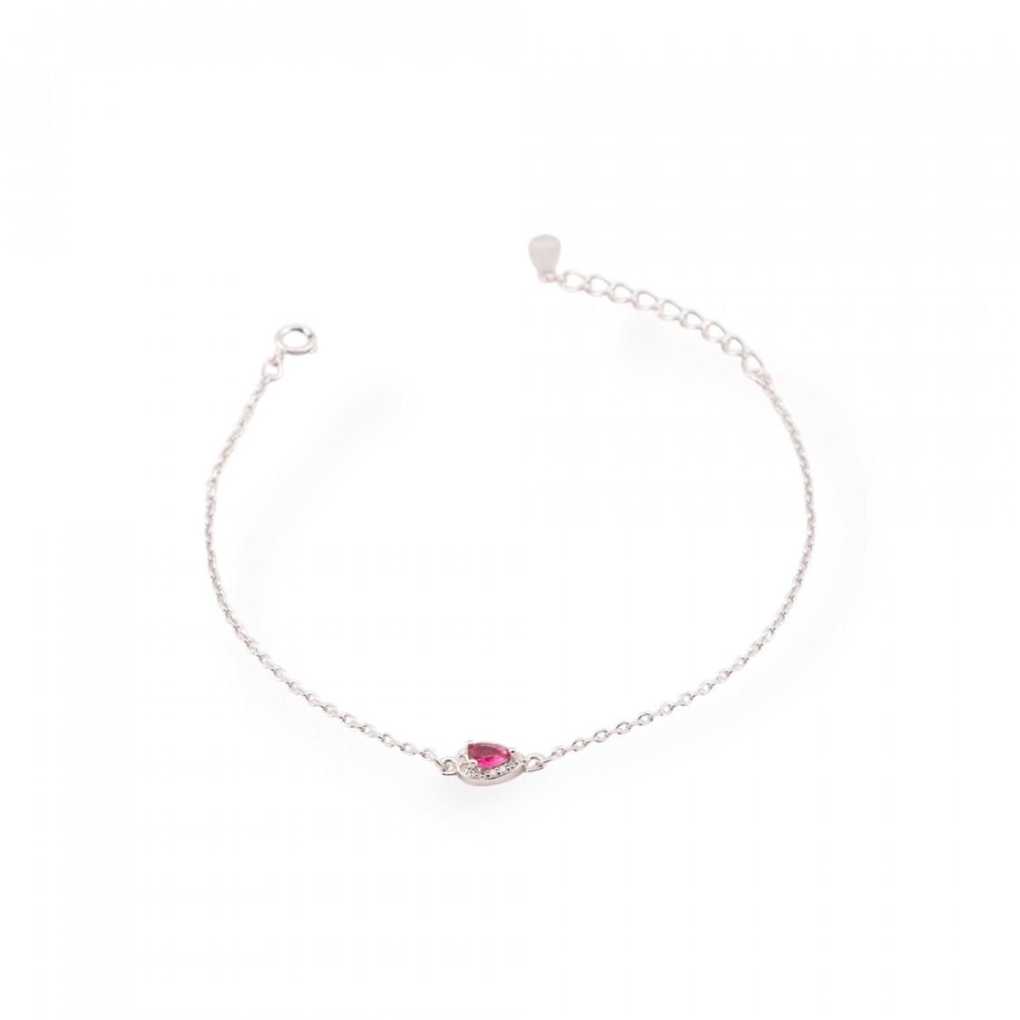 Bracciali In Argento 925 Con Zirconi Punto Luce E Catena Rodiato Rosso-BRACCIALI DI ARGENTO 925 | Worldofjewel.com