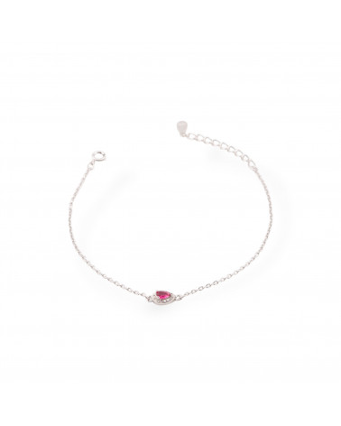 Bracciali In Argento 925 Con Zirconi Punto Luce E Catena Rodiato Rosso-BRACCIALI DI ARGENTO 925 | Worldofjewel.com