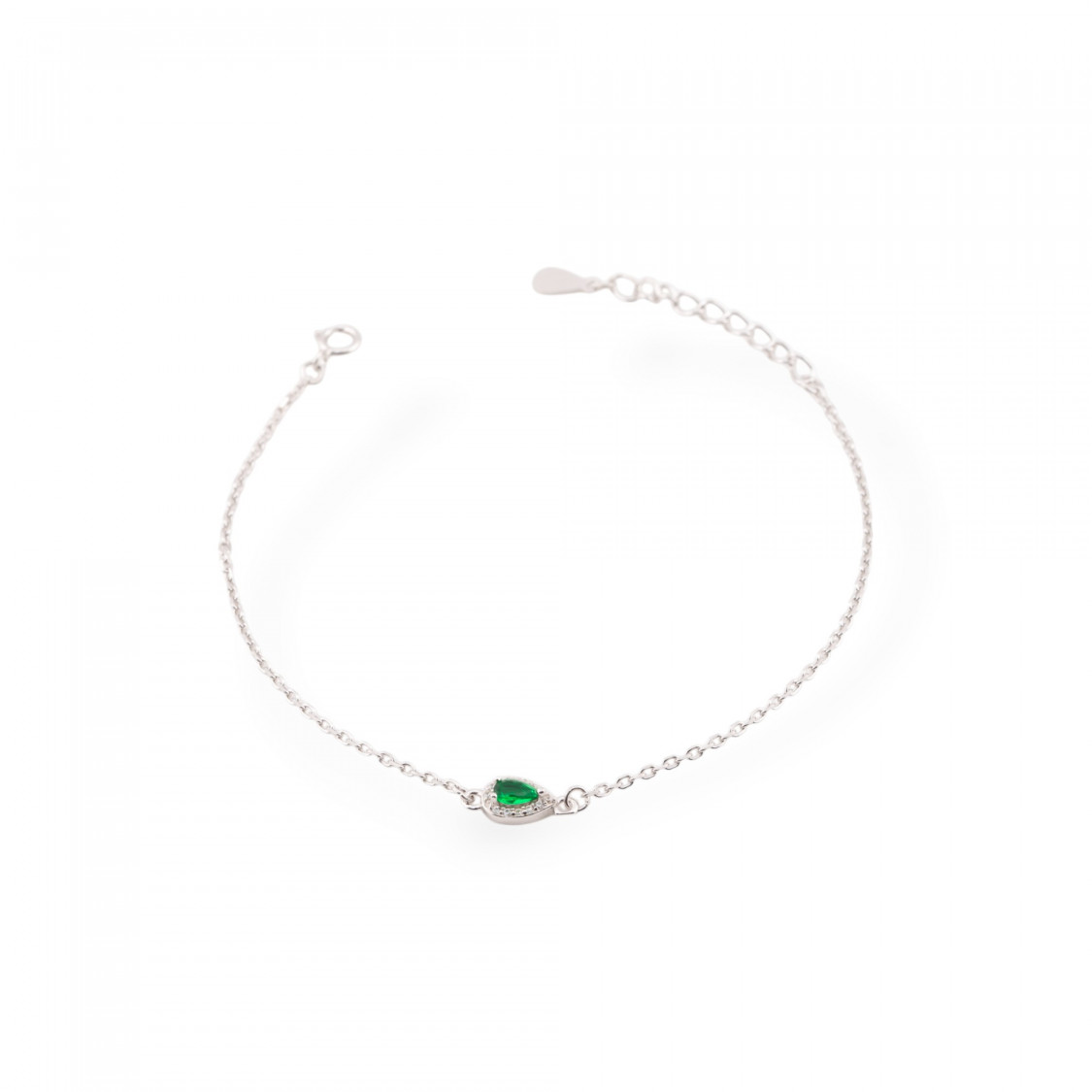 925 Silver Bracelets with Zirconia and Green Rhodium-Plated Chain-SILVER 925 | Worldofjewel.com