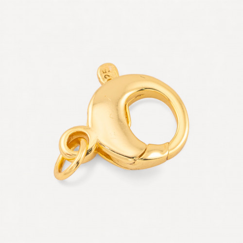 925 Silver Snap Clasp 10mm 5pcs Gold Plated