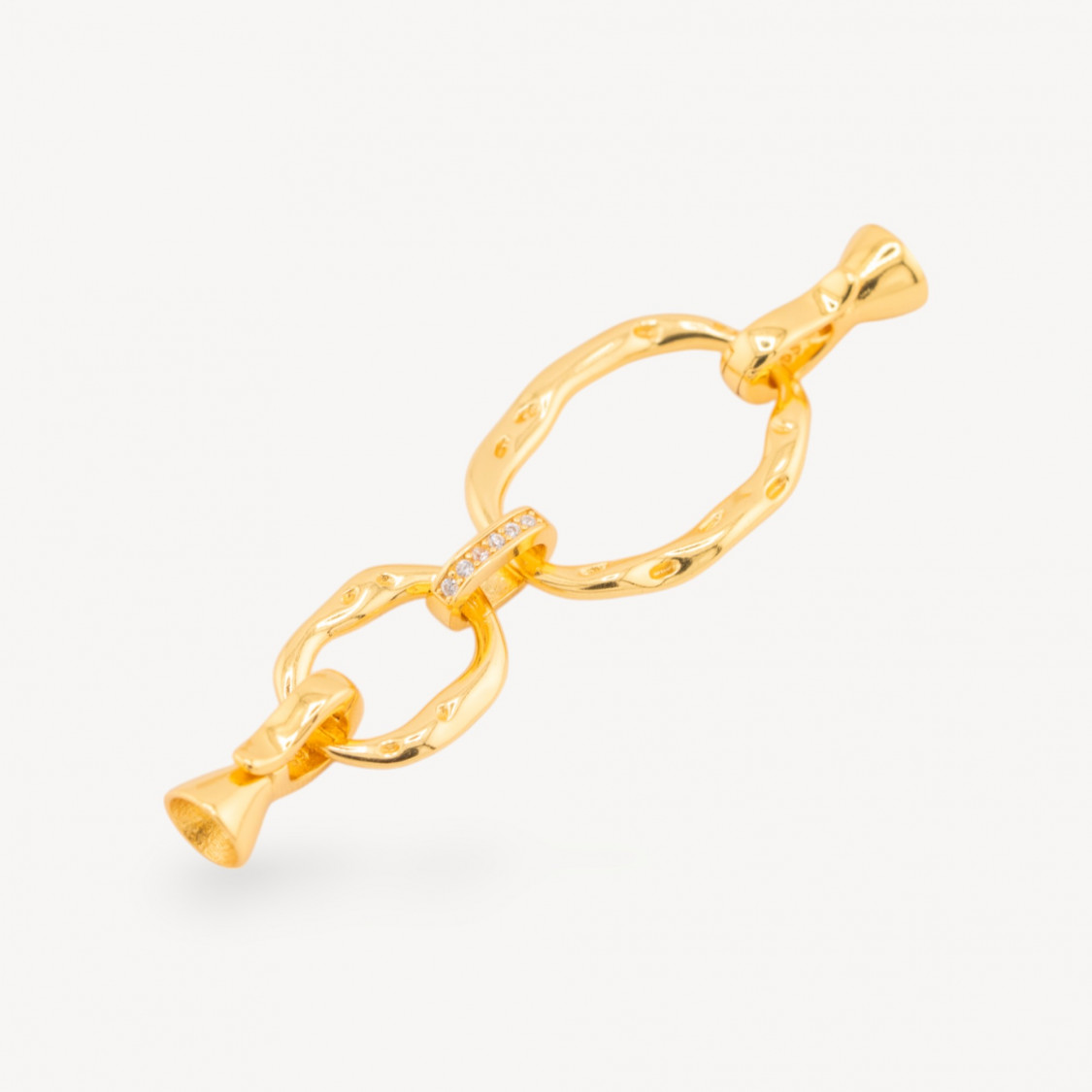 Chiusura Di Argento 925 Con Zirconi 16x56mm Coppette Da 6mm Dorato-CHIUSURE DI ARGENTO | Worldofjewel.com