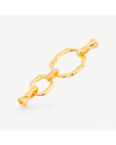 Chiusura Di Argento 925 Con Zirconi 16x56mm Coppette Da 6mm Dorato-CHIUSURE DI ARGENTO | Worldofjewel.com