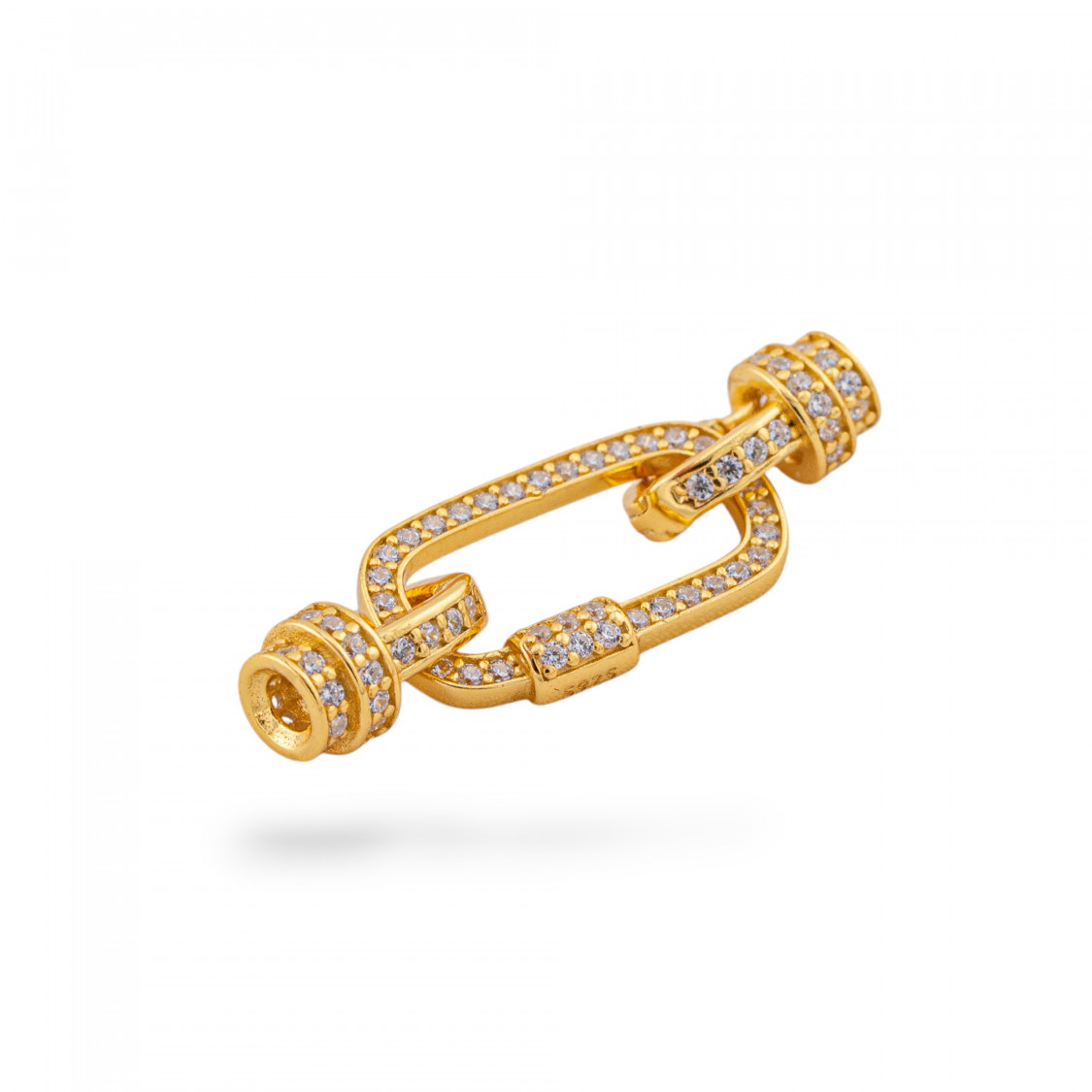 Chiusura Di Argento 925 Con Zirconi e Coppette 2pz Dorato-CHIUSURE DI ARGENTO | Worldofjewel.com