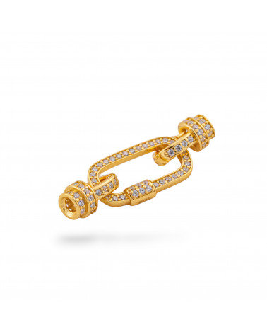 Chiusura Di Argento 925 Con Zirconi e Coppette 2pz Dorato-CHIUSURE DI ARGENTO | Worldofjewel.com
