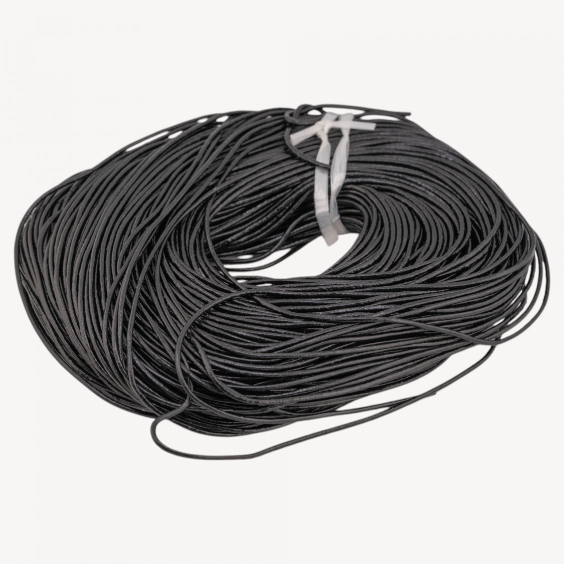 Cordón de cuero genuino de 2 mm de diámetro, paquete de 90 metros, color negro-CORDÓN DE CUERO | Worldofjewel.com