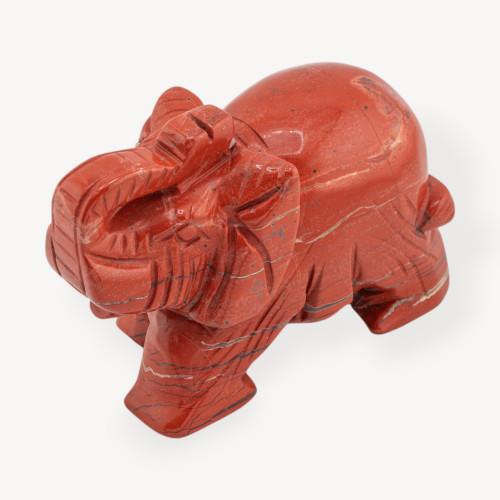 Adorno de estatua de elefante de piedra de jaspe rojo de 10 cm