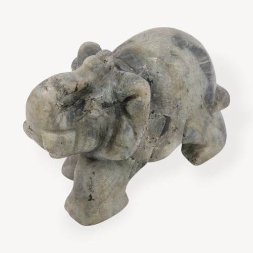 Estatua de elefante de labradorita blanca de 10 cm