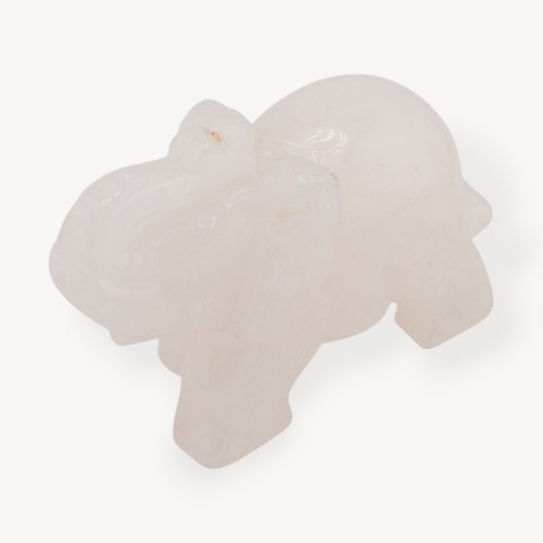 Adorno de estatua de elefante de cuarzo rosa claro de 10 cm