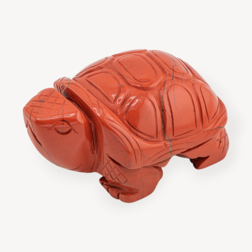 Ornement en pierre de tortue en jaspe rouge de 10 cm