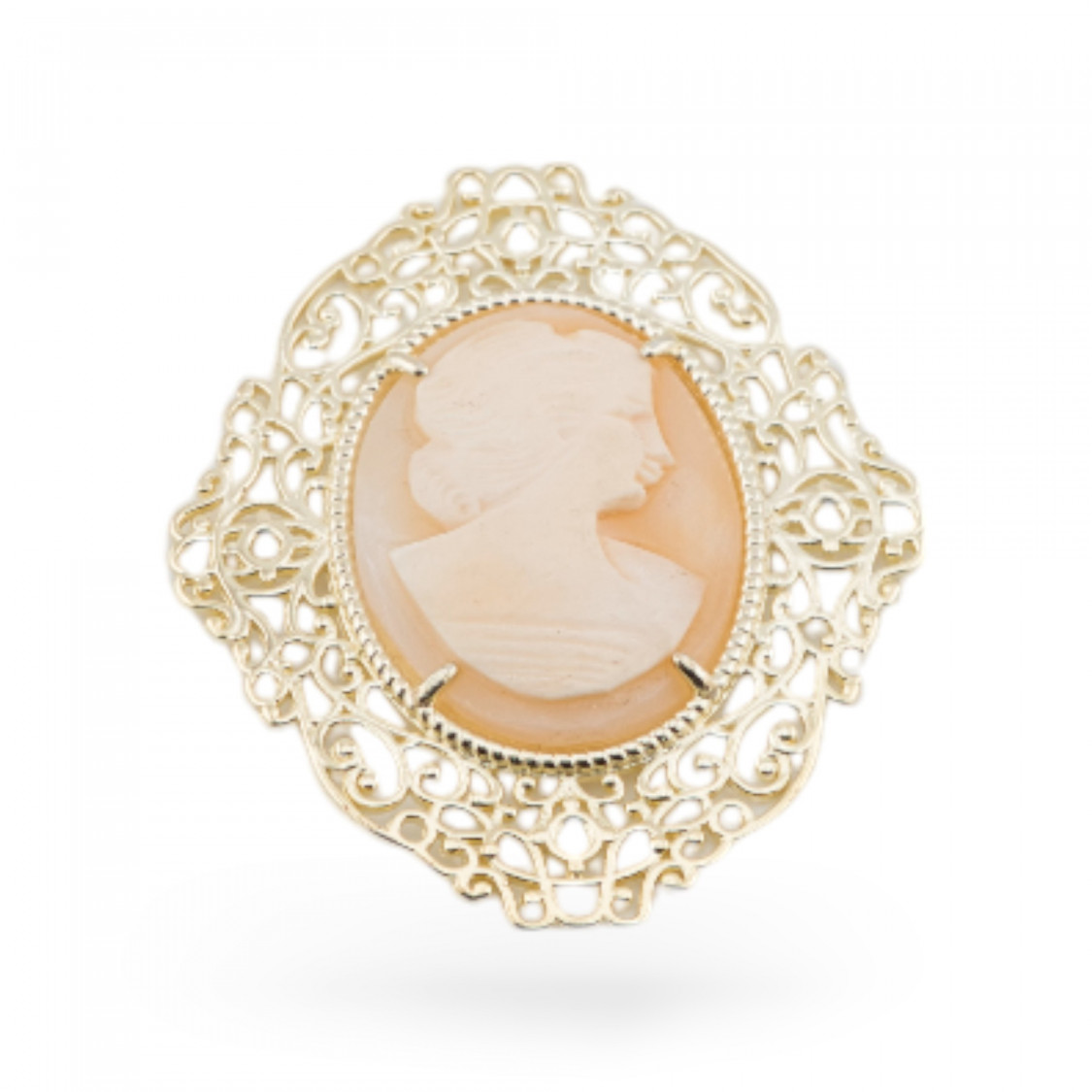 Conector de plata 925 con camafeos barrocos (38 x 45 mm, 1 pieza, chapado en oro)-CONECTORES DE TOMA | Worldofjewel.com