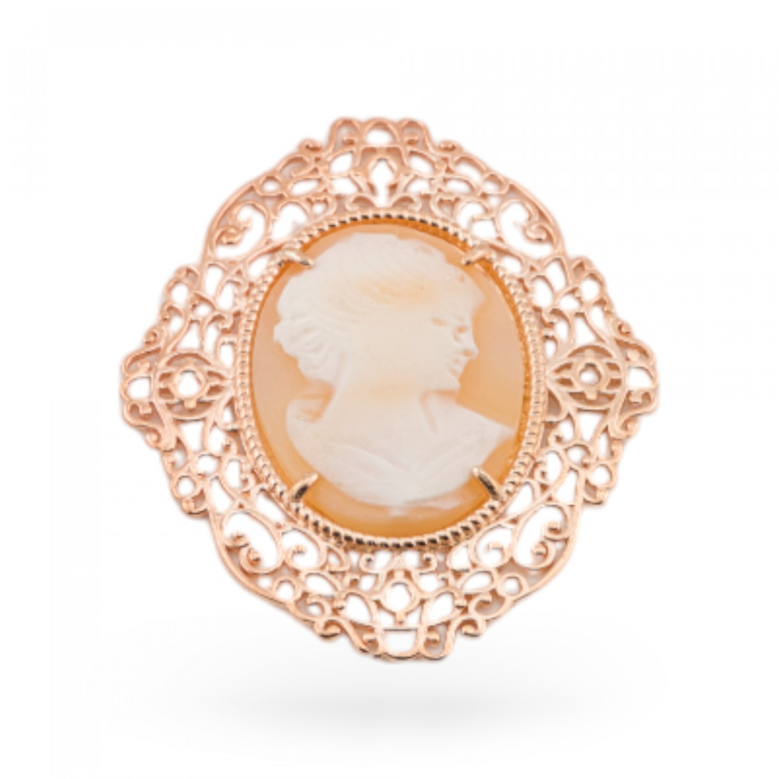 Conector de plata 925 con camafeos barrocos (38 x 45 mm), 1 pieza, oro rosa-CONECTORES DE TOMA | Worldofjewel.com