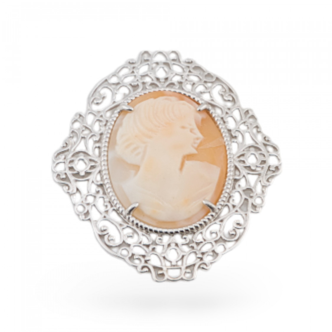 Conector de plata 925 con camafeos barrocos (38 x 45 mm, 1 pieza, chapado en rodio)-CONECTORES DE TOMA | Worldofjewel.com