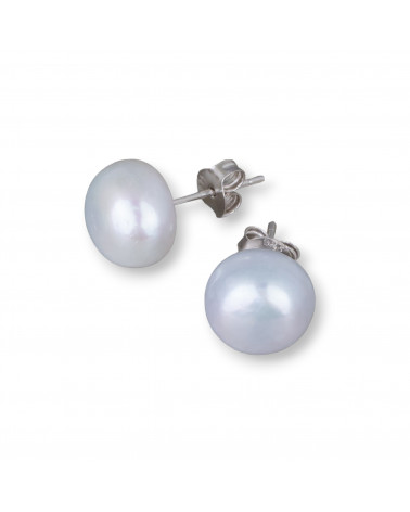 Orecchini Di Argento 925 E Perle Di Fiume 6,0-6,5mm 1 Coppia Grigio Silver-ORECCHINI PERLE A LOBO | Worldofjewel.com