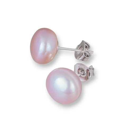 Boucles d'oreilles en argent 925 et perles de rivière (8,5-9 mm), 1 paire, lilas