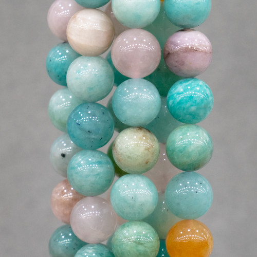 Multicolor Smooth Round Aquamarine 08mm With Amazonite