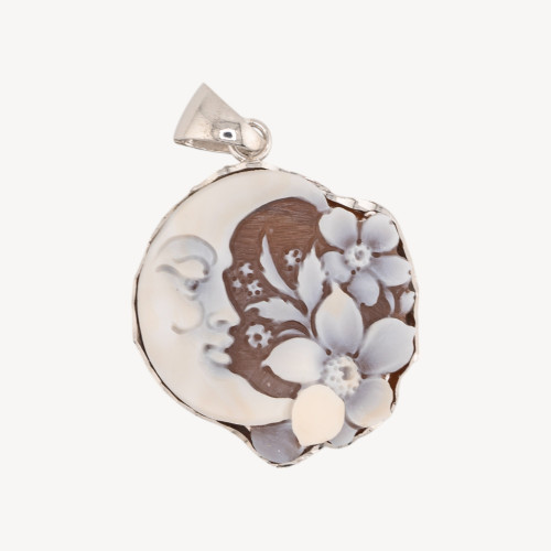 Composant de pendentif en argent 925 avec camée artisanal italien 31x37mm