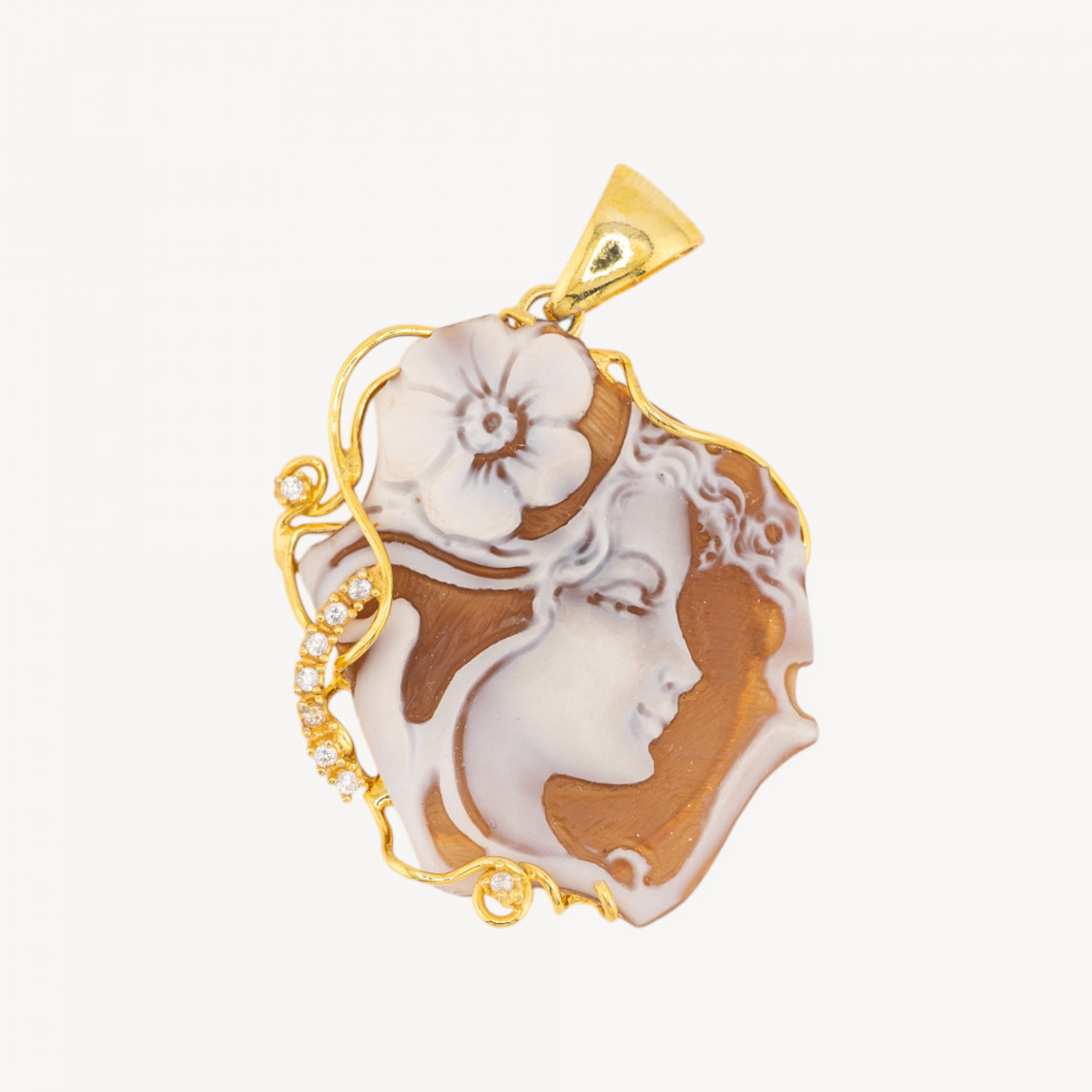 Componente colgante de plata 925 con camafeo artesanal italiano de 35 x 40 mm-PLATA 925 DISEÑO ITALIA | Worldofjewel.com