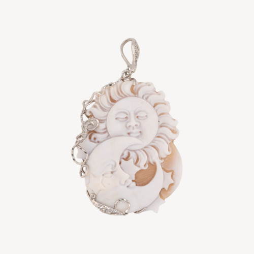 Composant de pendentif en argent 925 avec camée artisanal italien 39x57mm