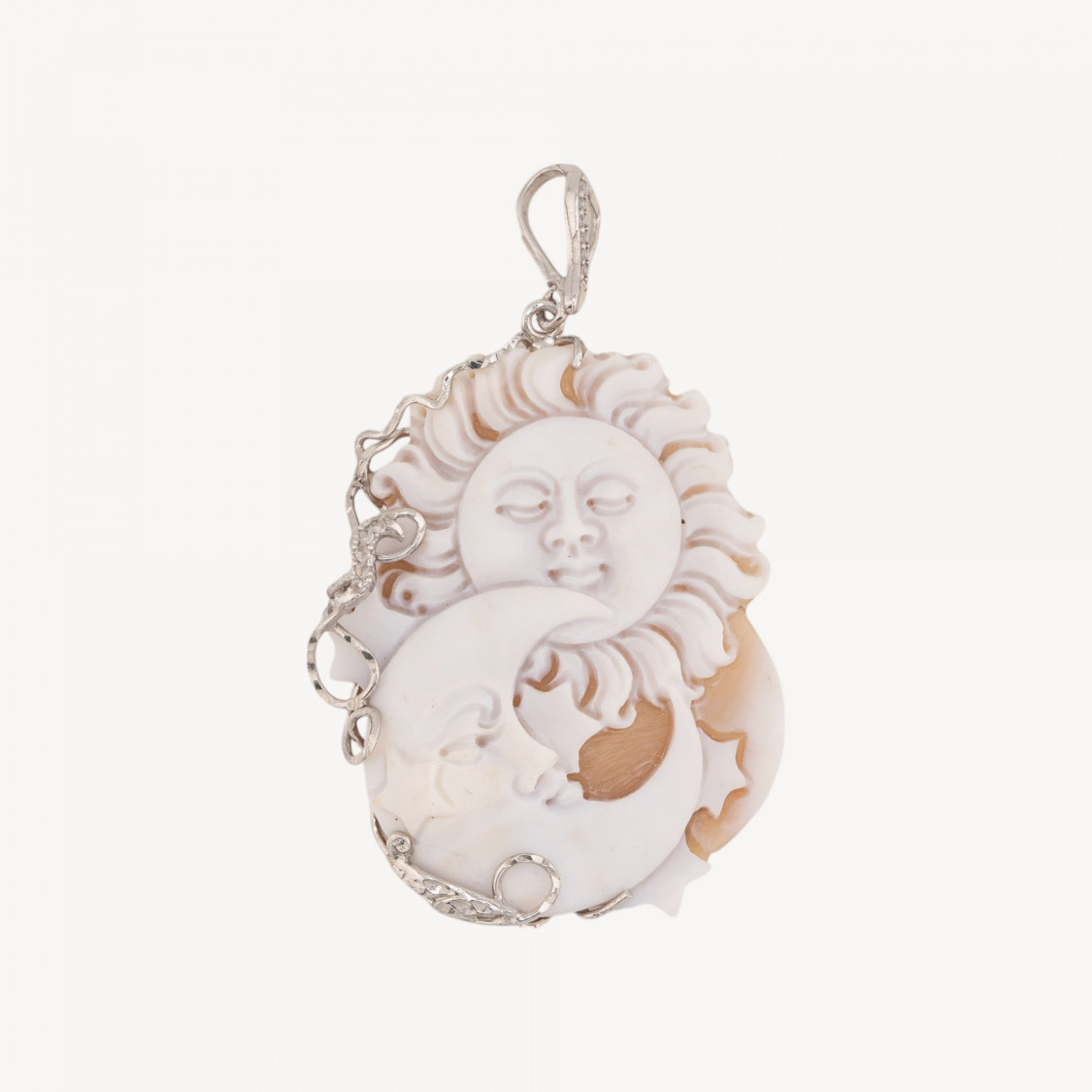 Anhängerteil aus 925er Sterlingsilber mit handgefertigter italienischer Kamee, 39 x 57 mm-SILBER 925 DESIGN ITALIEN | Worldofjewel.com