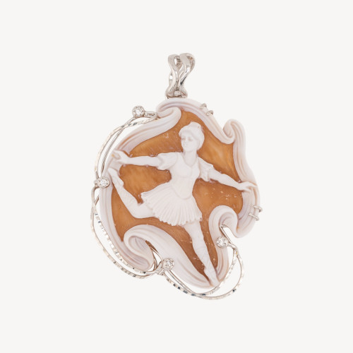 Composant de pendentif en argent 925 avec camée artisanal italien 43x50mm