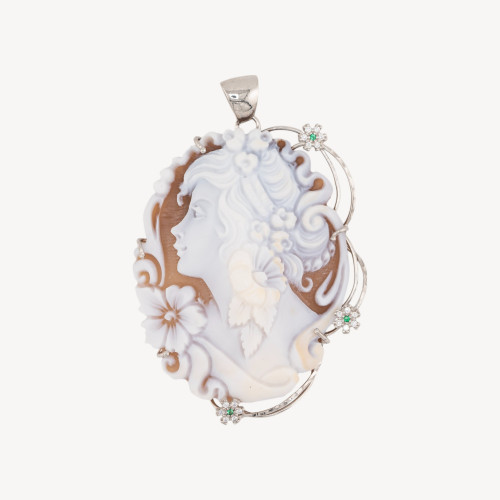 925 Silver Pendant Component with Italian Handcrafted Cameo 48x67mm
