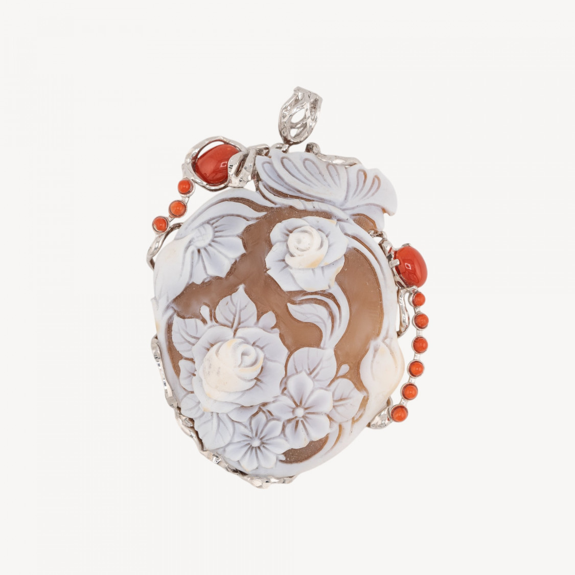 Componente colgante de plata 925 con camafeo artesanal italiano de 50 x 62 mm-PLATA 925 DISEÑO ITALIA | Worldofjewel.com