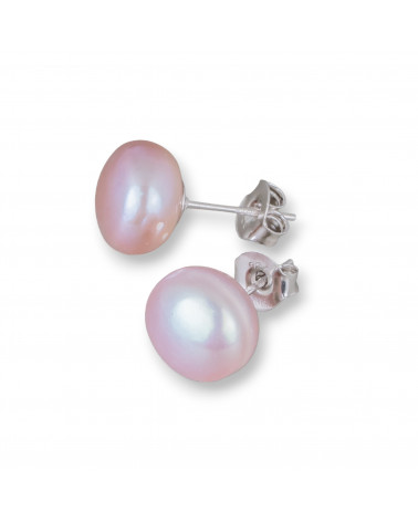 Orecchini Di Argento 925 E Perle Di Fiume 8,5-9,0mm 6 Coppie Lilla-ORECCHINI PERLE A LOBO | Worldofjewel.com