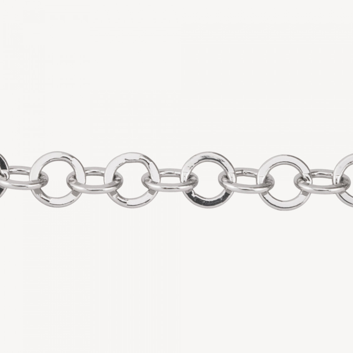 Catena Di Bronzo A Metraggio Forzatina Tonda Schiacciata 4,0mm COD260Y 1 Metro Rodiato-CHAÎNES EN LAITON | Worldofjewel.com