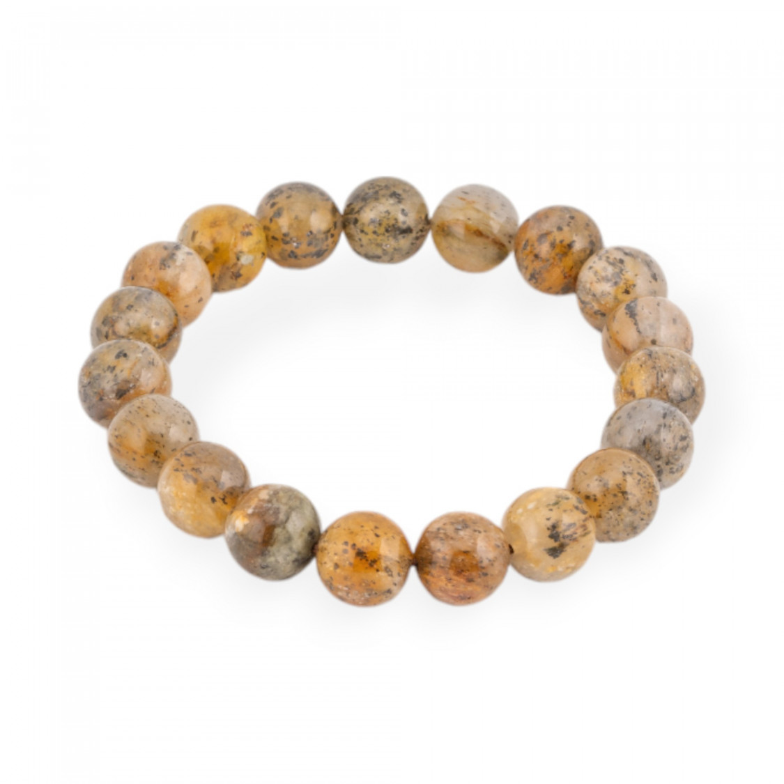 Bracelet élastique en quartz rutile noir brut lisse et rond (PEE) de 13 mm-PIERRES DURES | Worldofjewel.com