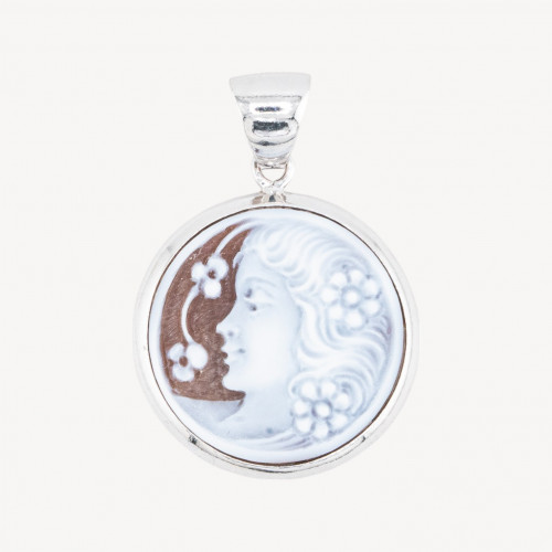 Composant de pendentif en argent 925 avec camée artisanal italien de 27 mm