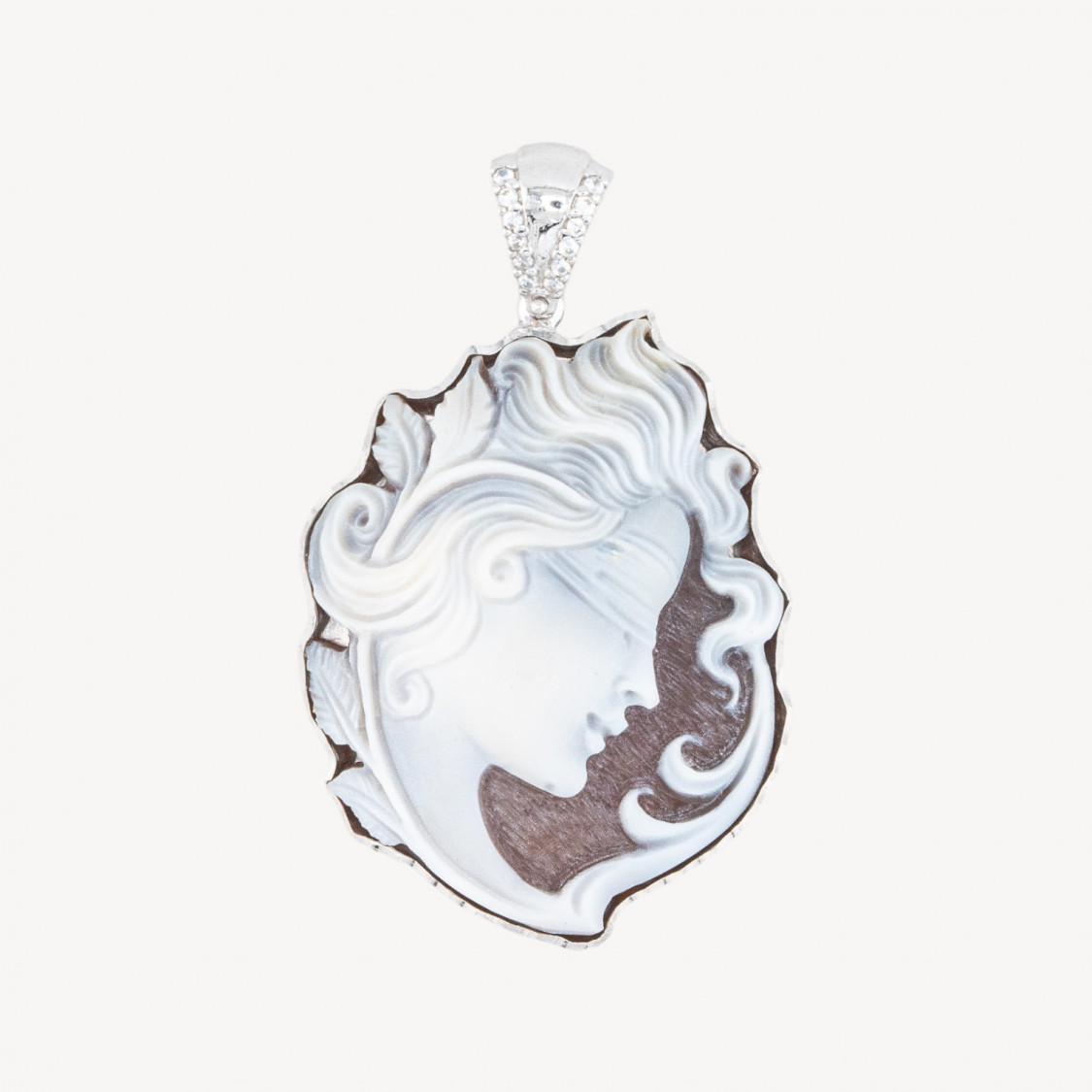Composant de pendentif en argent 925 avec camée artisanal italien 30x40 mm-ARGENT 925 DESIGN ITALIE | Worldofjewel.com